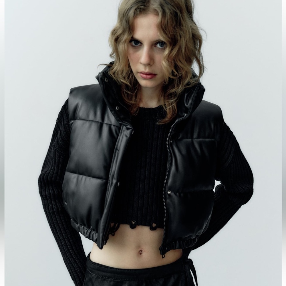 Zara Faux Leather Cropped Vest